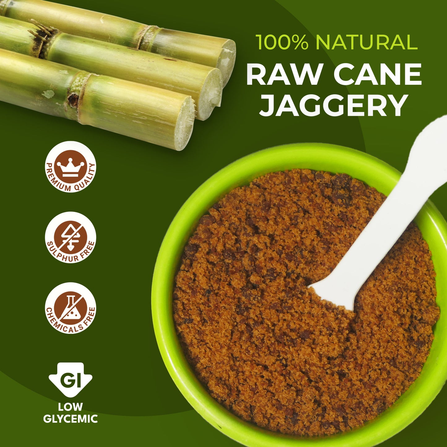 Raw Cane sugar (Jaggery) - 2lb Natural sweetener from sugarcane