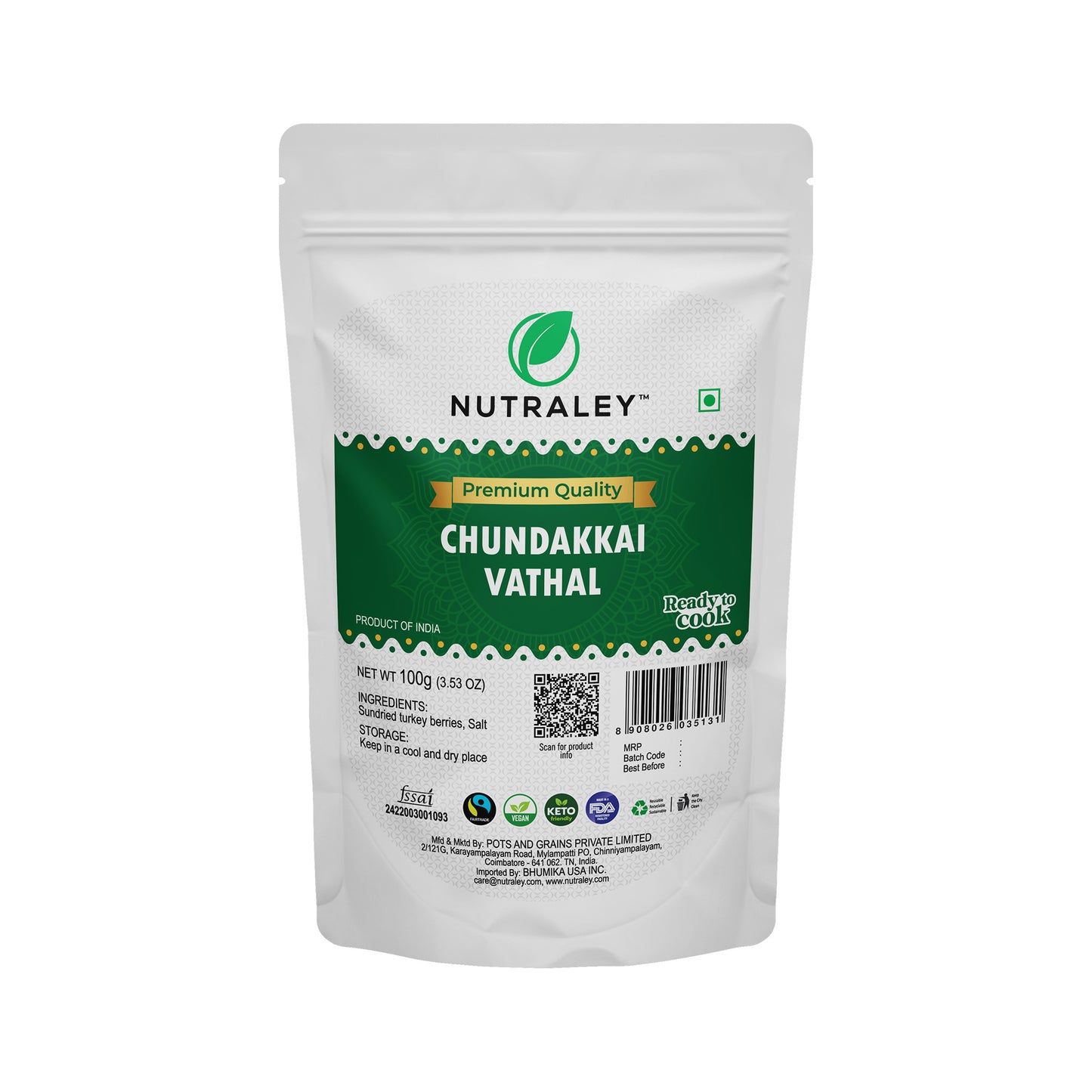 TurkeyBerry (Sundaikkai) Vathal - 100 gms