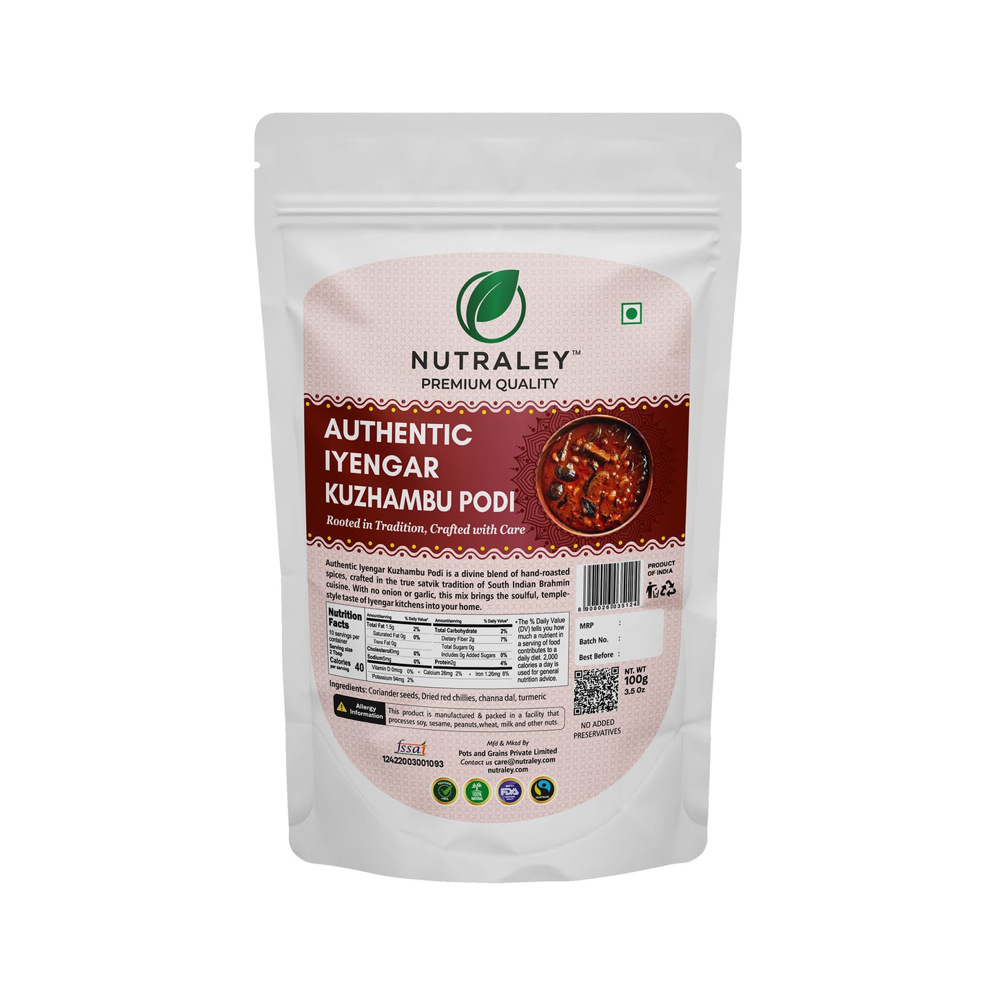 Iyengar Kuzhambu Powder - 100 gms