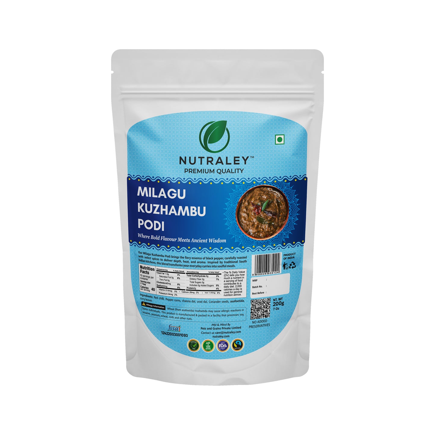 Milagu Kuzhambu Powder | South Indian Black Pepper Curry Mix - 100 gms