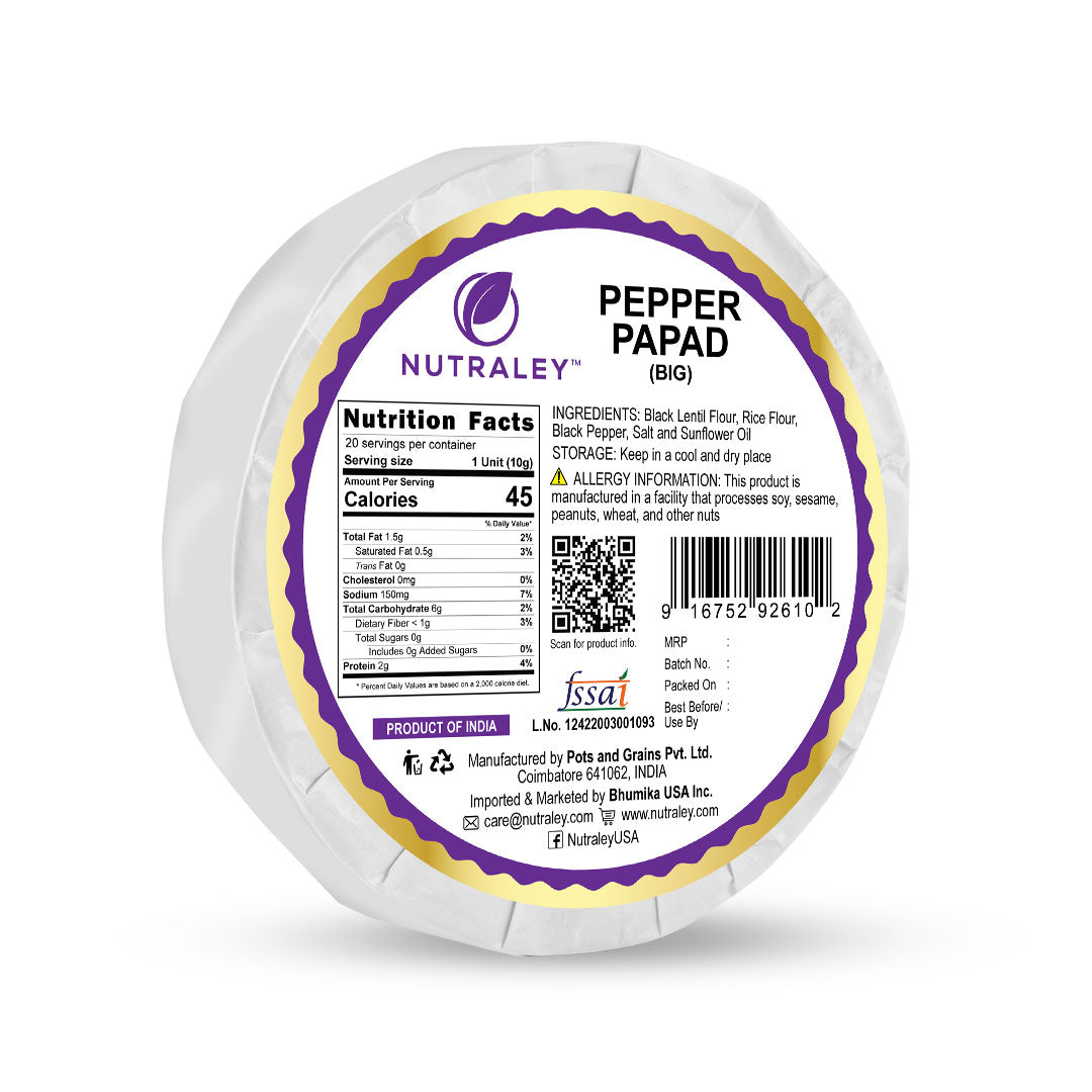 Black Peper (Milagu) Papad