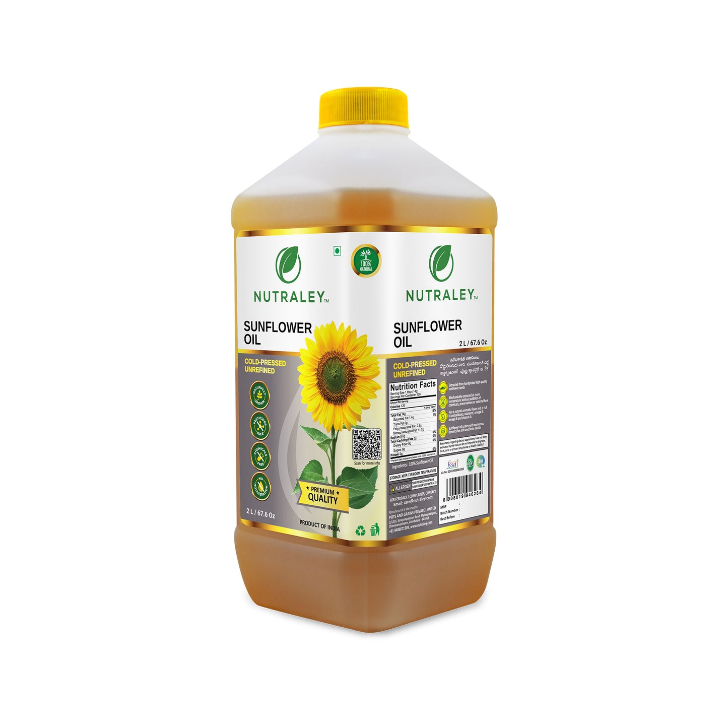 Cold Pressed Sunflower Oil - 2 Litres