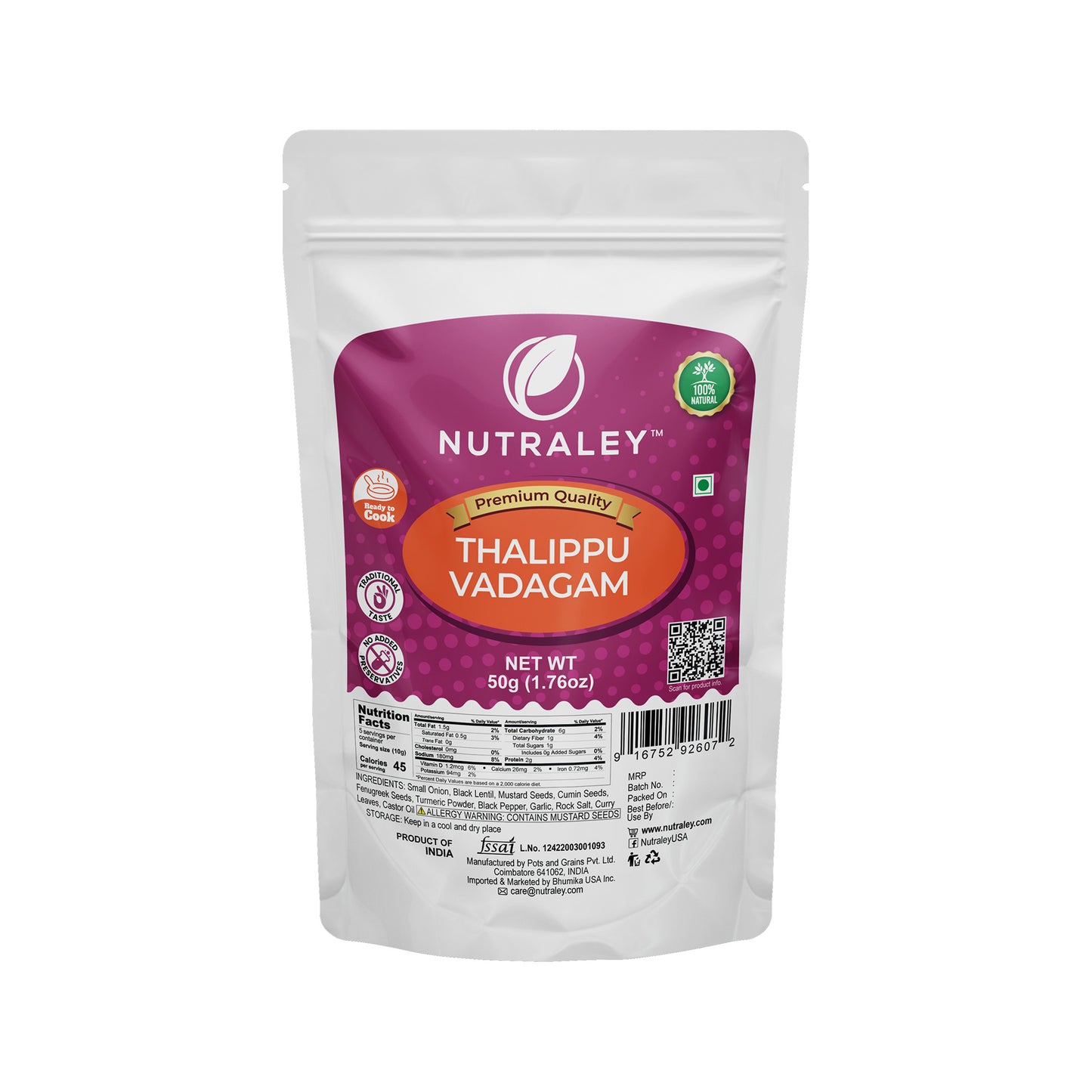 Thallipu Vadagam | Traditional South Indian Seasoning | Nutraley USA